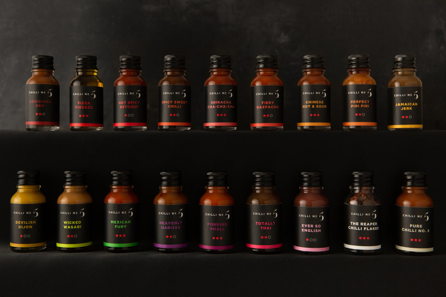 Collection Mini de 5 sauces piquantes de voyage (5 x 15 ml)